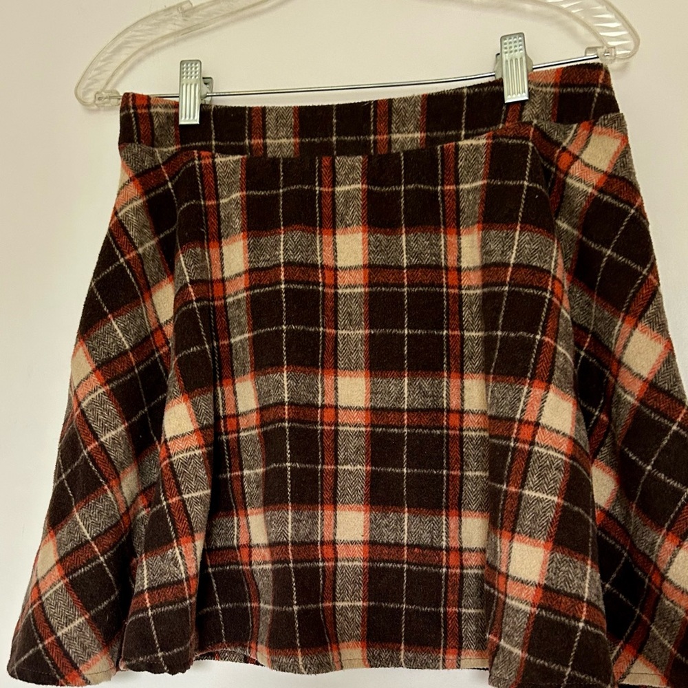 Vintage plaid flannel high waist skirt large